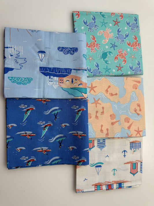Fat Quarter Paket 5 Stück by the ocean a ca. 45 x 53 cm Patchwork Quilten Tasche