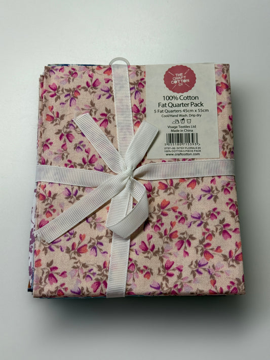 Fat Quarter Paket 5 Stück Streublumen a ca. 45 x 53 cm Patchwork Quilten Tasche