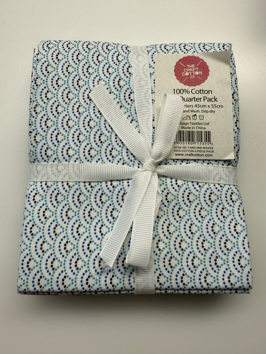 Fat Quarter Paket 5 Stück Blautöne a ca. 45 x 53 cm Patchwork Quilten Tasche