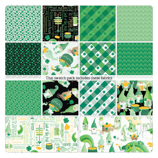 10 Inch Charm Pack Layer Cake „Lucky Gnomes“ von Benartex 42 Stück 100% Cotton Baumwolle
