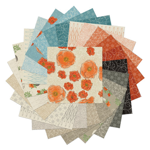 10 Inch Charm Pack Layer Cake „Modern Vintage - Treasured“ von Benartex 42 Stück 100% Cotton Baumwolle