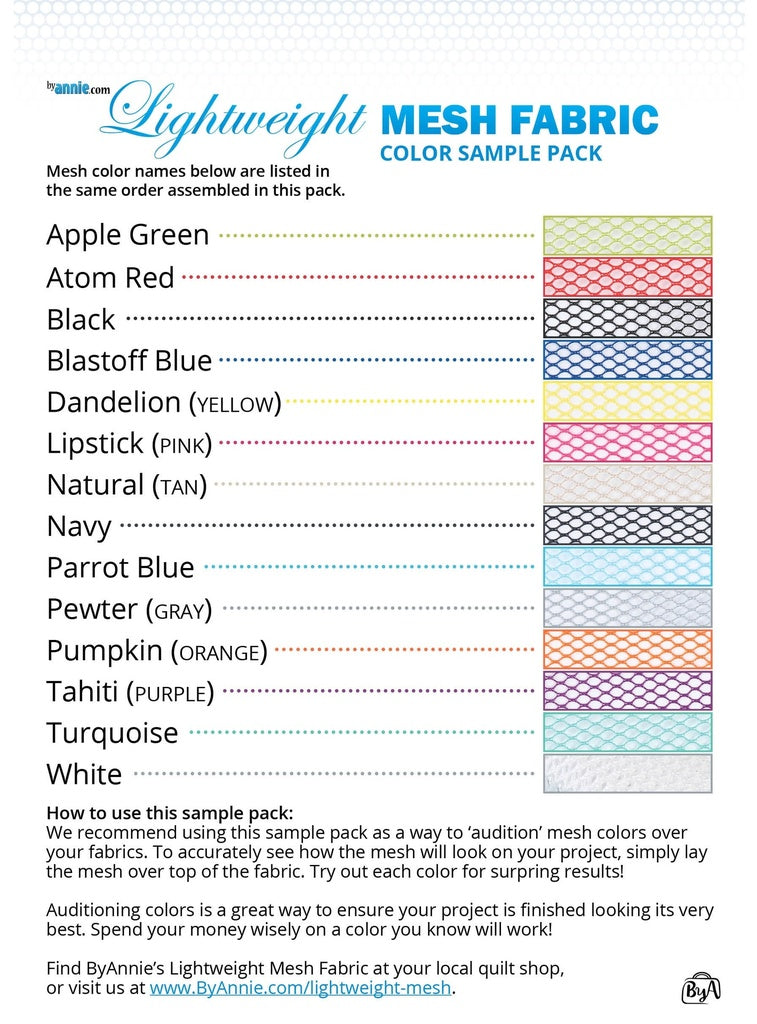 by annie - Mesh Fabric - Color Sample Pack - Musterblock