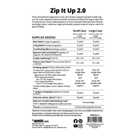 "Zip it upl 2.0" Anleitung Nähen Tasche ByAnnie Patterns By Annie Organizer