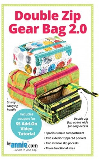Schnittmuster "Double Zip Gear "Bag 2.0  Täschchen große Öffnung  by Annie