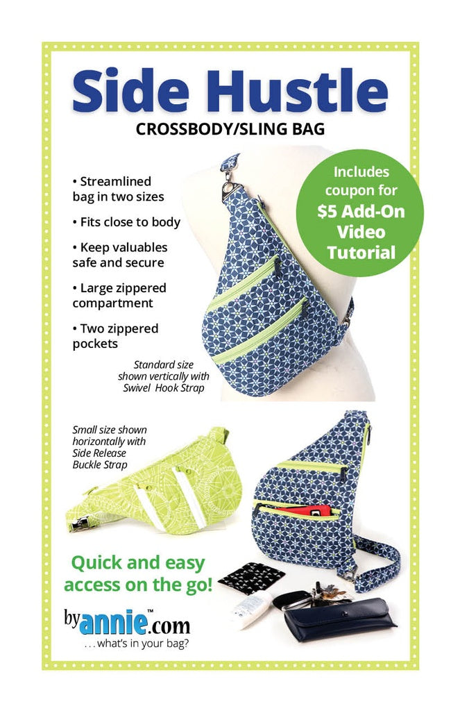 Side Hustle Anleitung Nähen Tasche ByAnnie Patterns By Annie Cross Body SlingBag