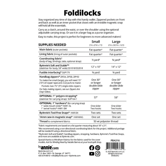 Schnittmuster Foldilocks ByAnnie's Umhängetasche Clutch Portemonnaie