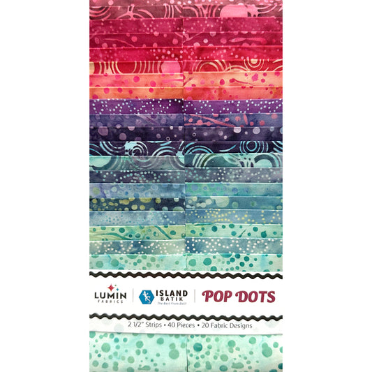 POPDOTS-25  Island Batik  Lumin Fabrics  Precuts 2,5 inch Strips  Batik