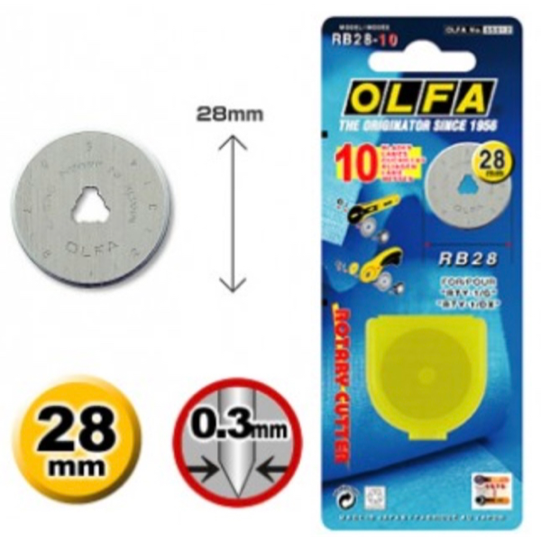 OLFA 28mm Rotary Blade (10 Klingen-Packung) Ersatzklingen für Rollschneider