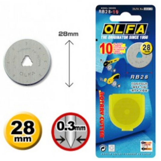 OLFA 28mm Rotary Blade (10 Klingen-Packung) Ersatzklingen für Rollschneider