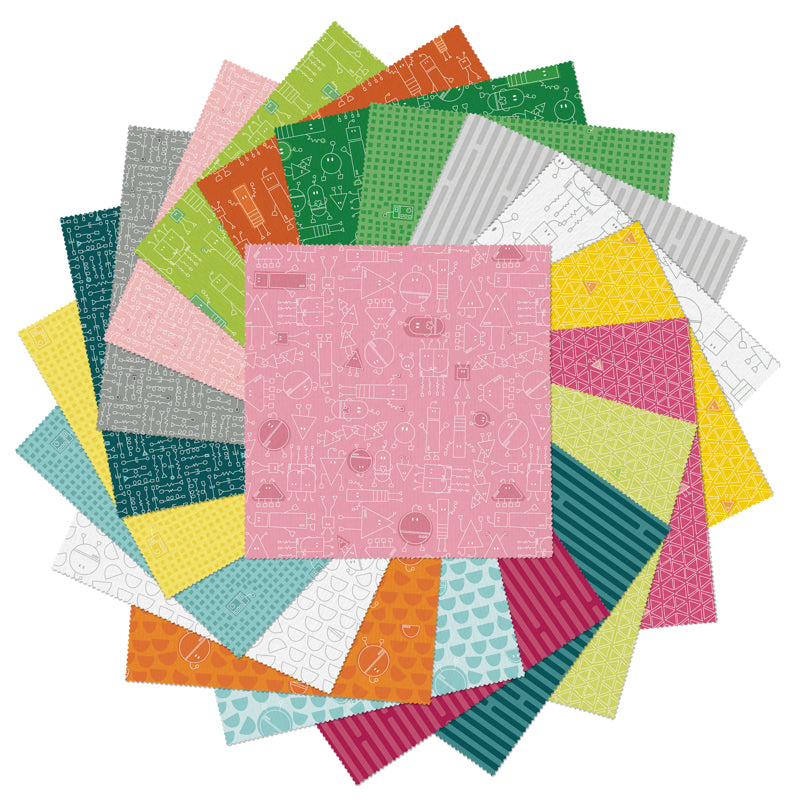 10 Inch Charm Pack Layer Cake „Robo Boogie“ 42 Stück 100% Cotton Baumwolle