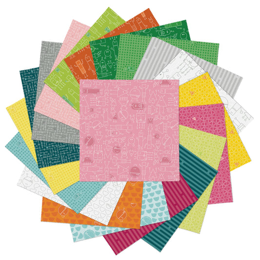 10 Inch Charm Pack Layer Cake „Robo Boogie“ 42 Stück 100% Cotton Baumwolle