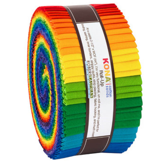 Kona Cotton Jelly Roll „Bright Rainbow“ 40 Streifen a 2,5 Inch Breite