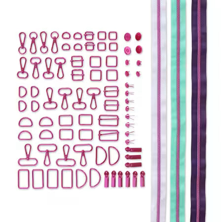 Tula Pink - Taschenzubehör-Set - Sallie Tomato - Pinkes Metall