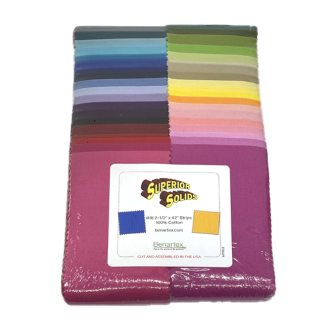 Superior Solids - 2,5 Inch Streifen Pack - Benartex 42 Stück 100% Cotton Baumwolle