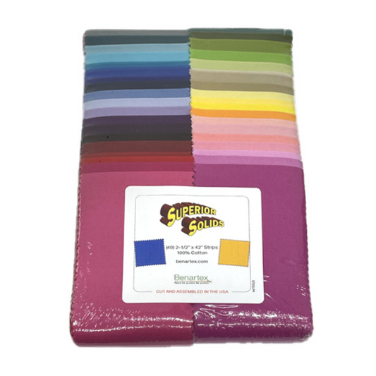 Superior Solids - 2,5 Inch Streifen Pack - Benartex 42 Stück 100% Cotton Baumwolle