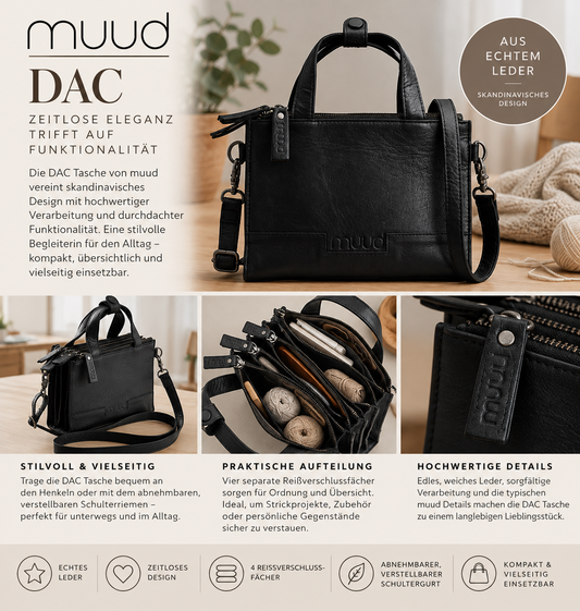 Muud Tasche Dac - fünf Fächer - Crossbody - schwarz - SALE