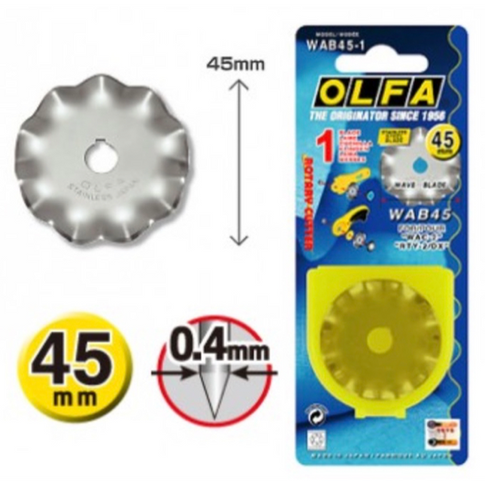 OLFA 45mm Wave Blade, WAB45-1 - Ersatzklinge mit Wellenschliff