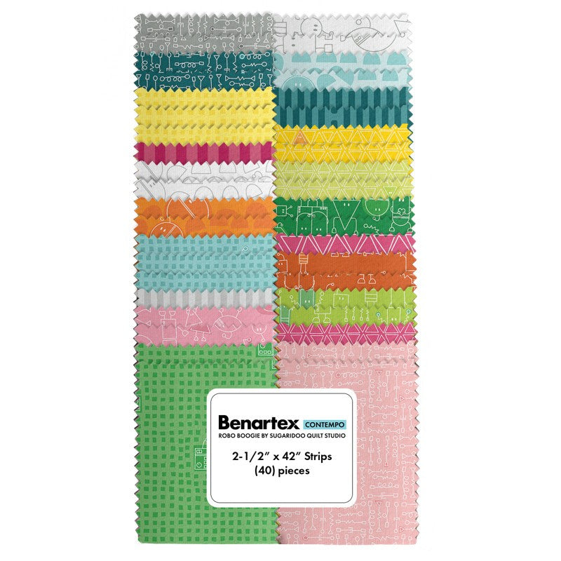 2,5 Inch Strips Paket "Robo Boogie" Sugaridoo Benartex 40-teilig