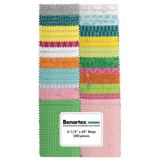 2,5 Inch Strips Paket "Robo Boogie" Sugaridoo Benartex 40-teilig