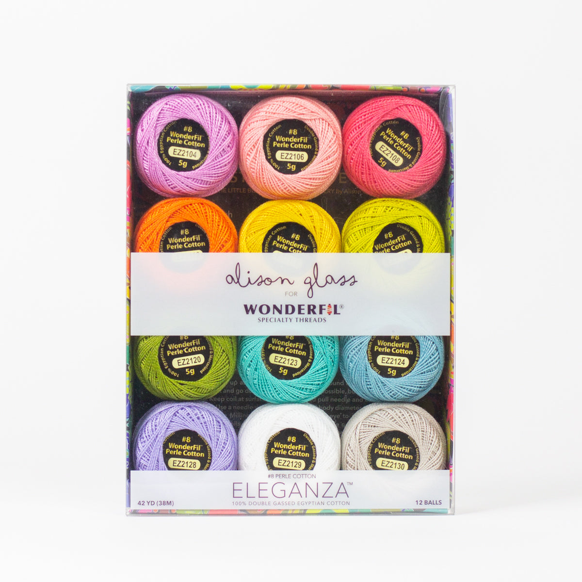 Wonderfil Eleganzia 8 wt Stickgarn Sashiko 12er Pack verschiedene Ausführungen