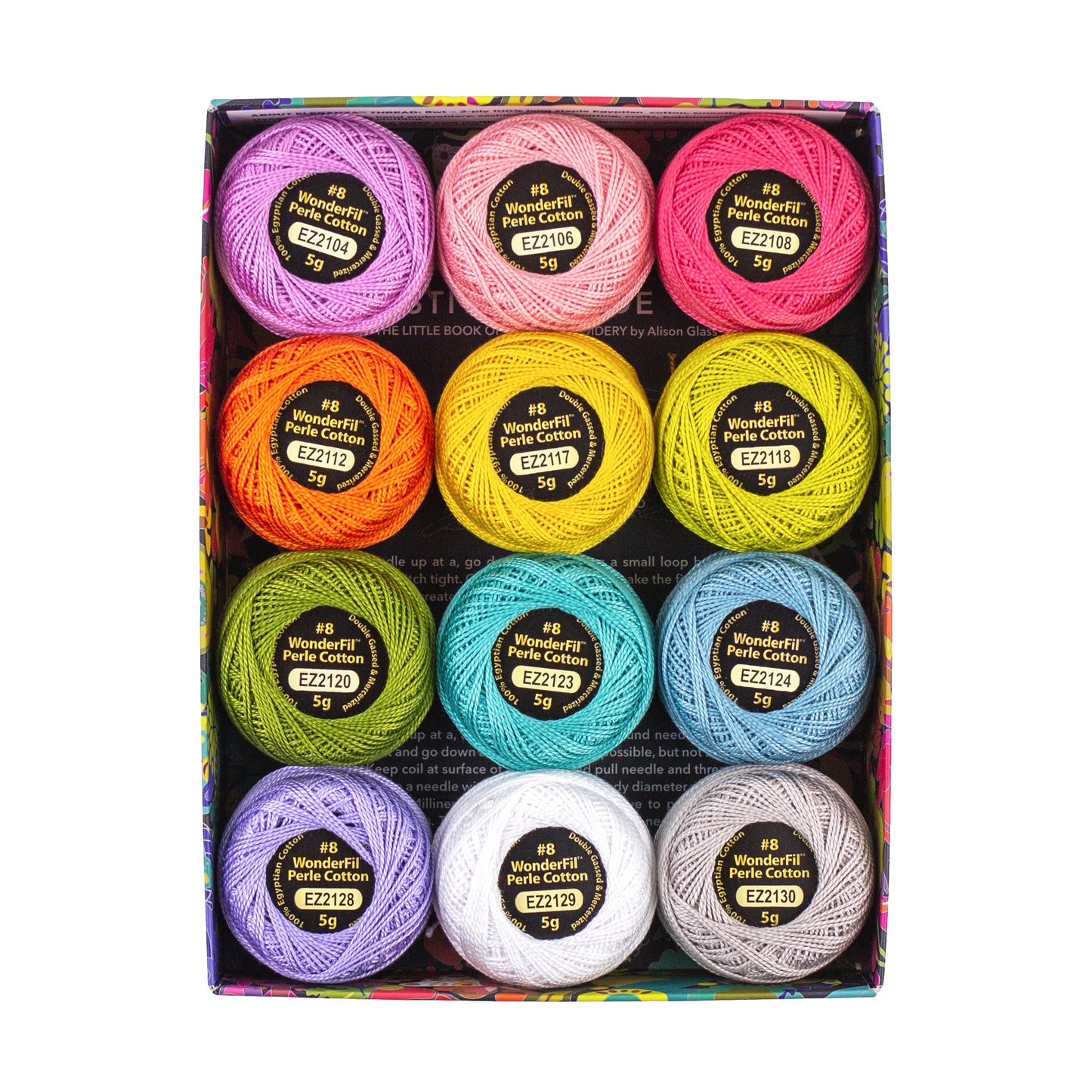 Wonderfil Eleganzia 8 wt Stickgarn Sashiko 12er Pack verschiedene Ausführungen