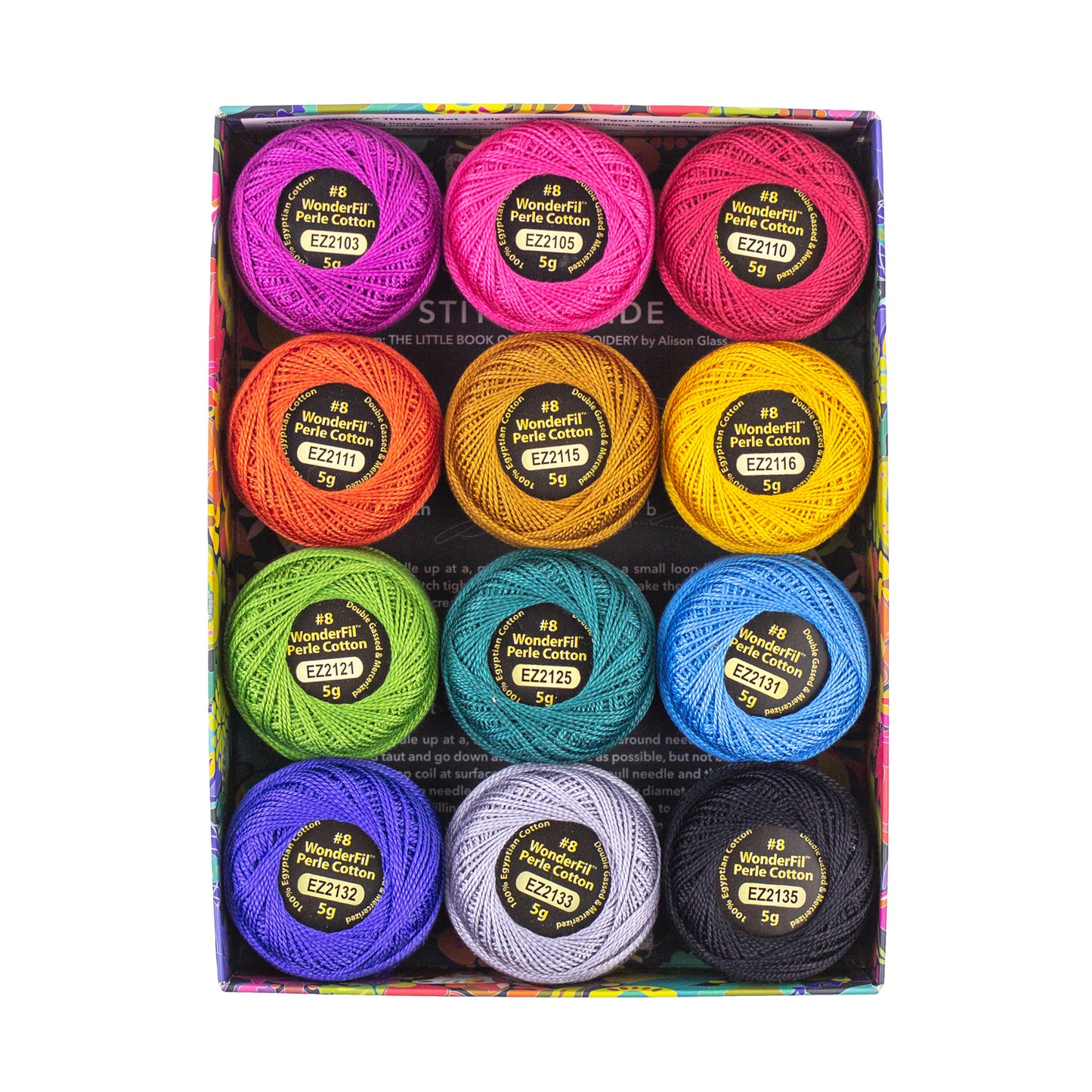 Wonderfil Eleganzia 8 wt Stickgarn Sashiko 12er Pack verschiedene Ausführungen