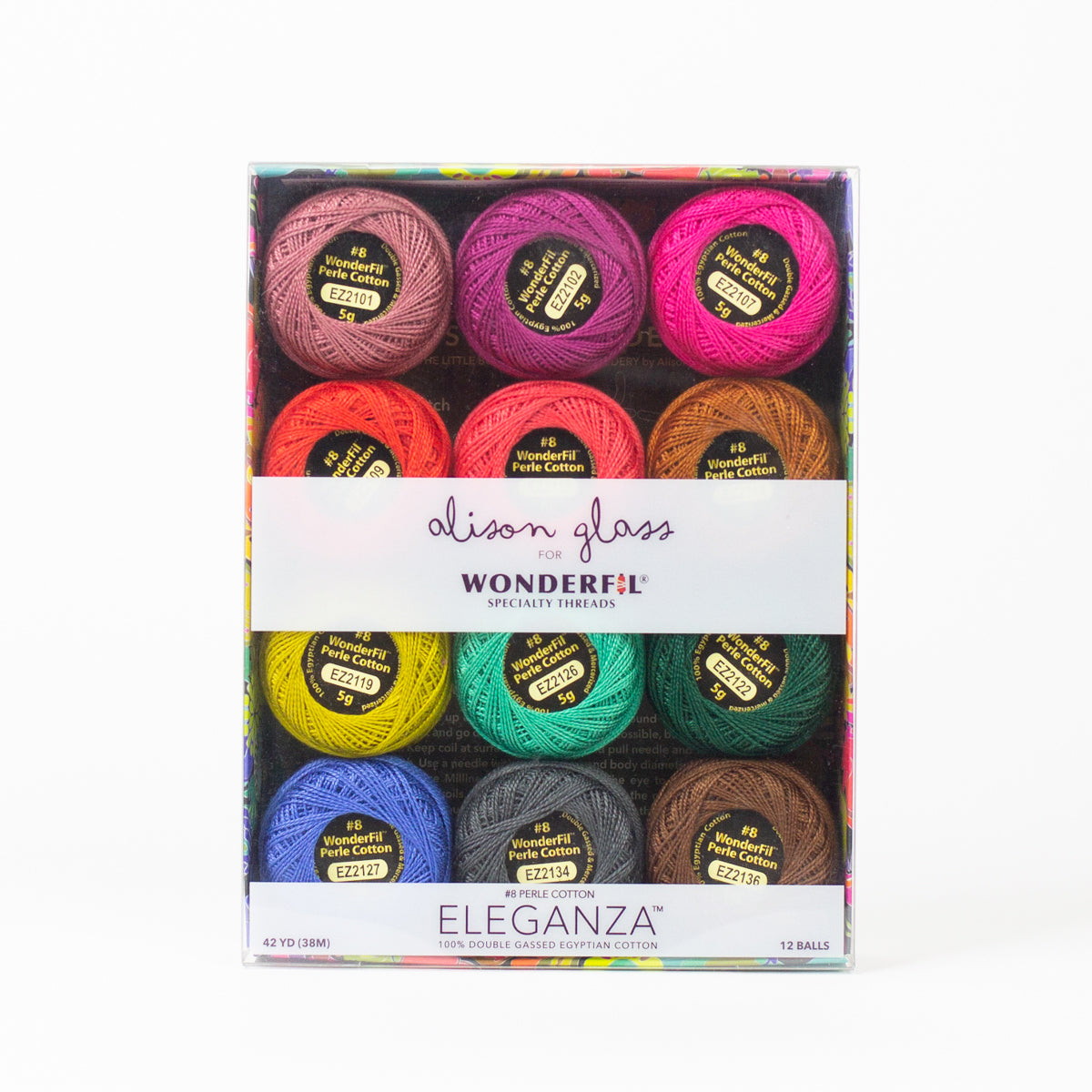 Wonderfil Eleganzia 8 wt Stickgarn Sashiko 12er Pack verschiedene Ausführungen