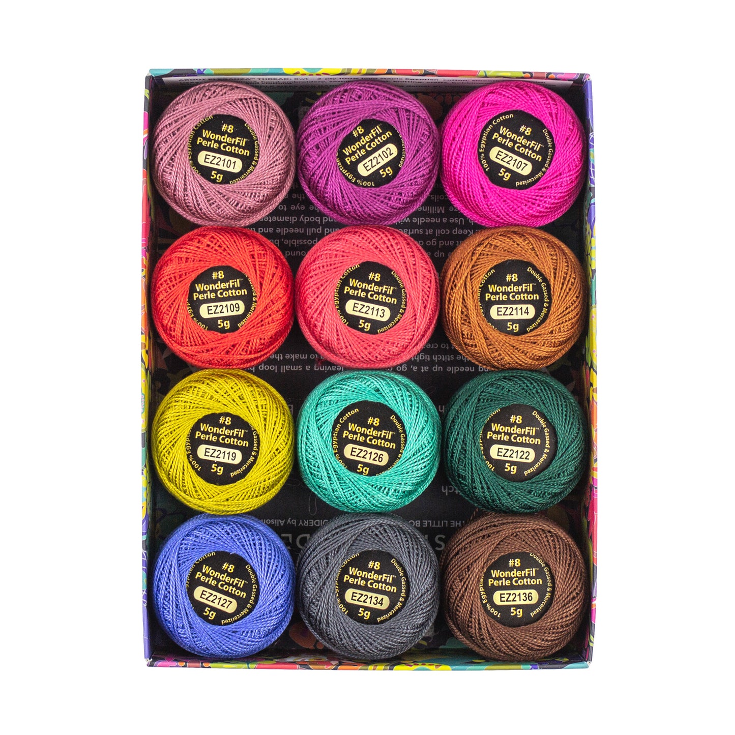 Wonderfil Eleganzia 8 wt Stickgarn Sashiko 12er Pack verschiedene Ausführungen