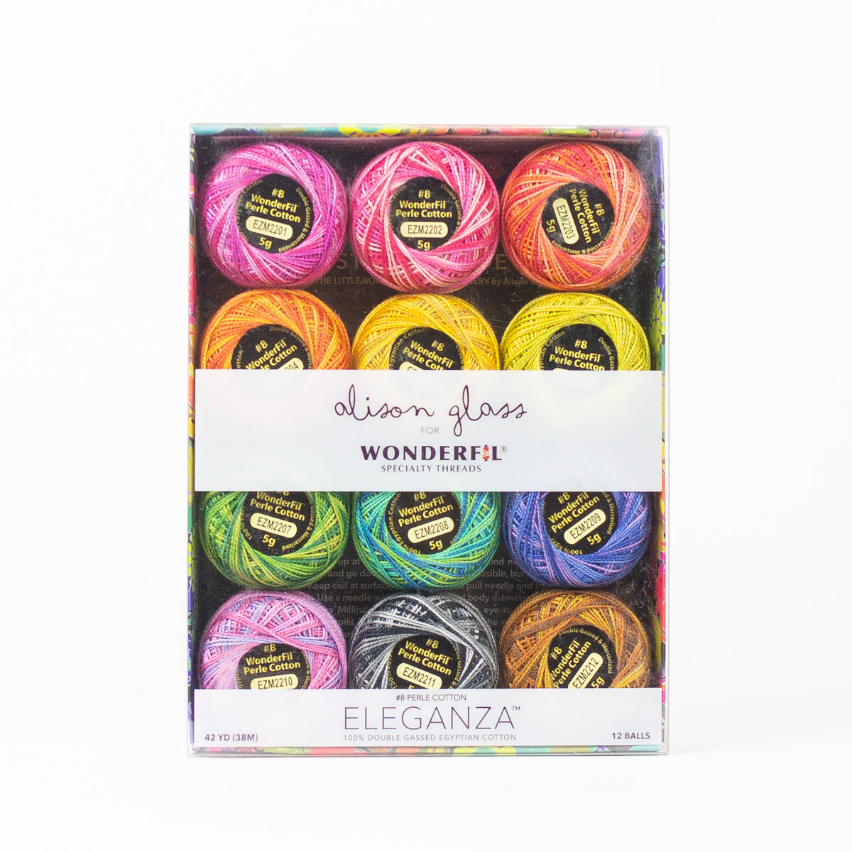 Wonderfil Eleganzia 8 wt Stickgarn Sashiko 12er Pack verschiedene Ausführungen