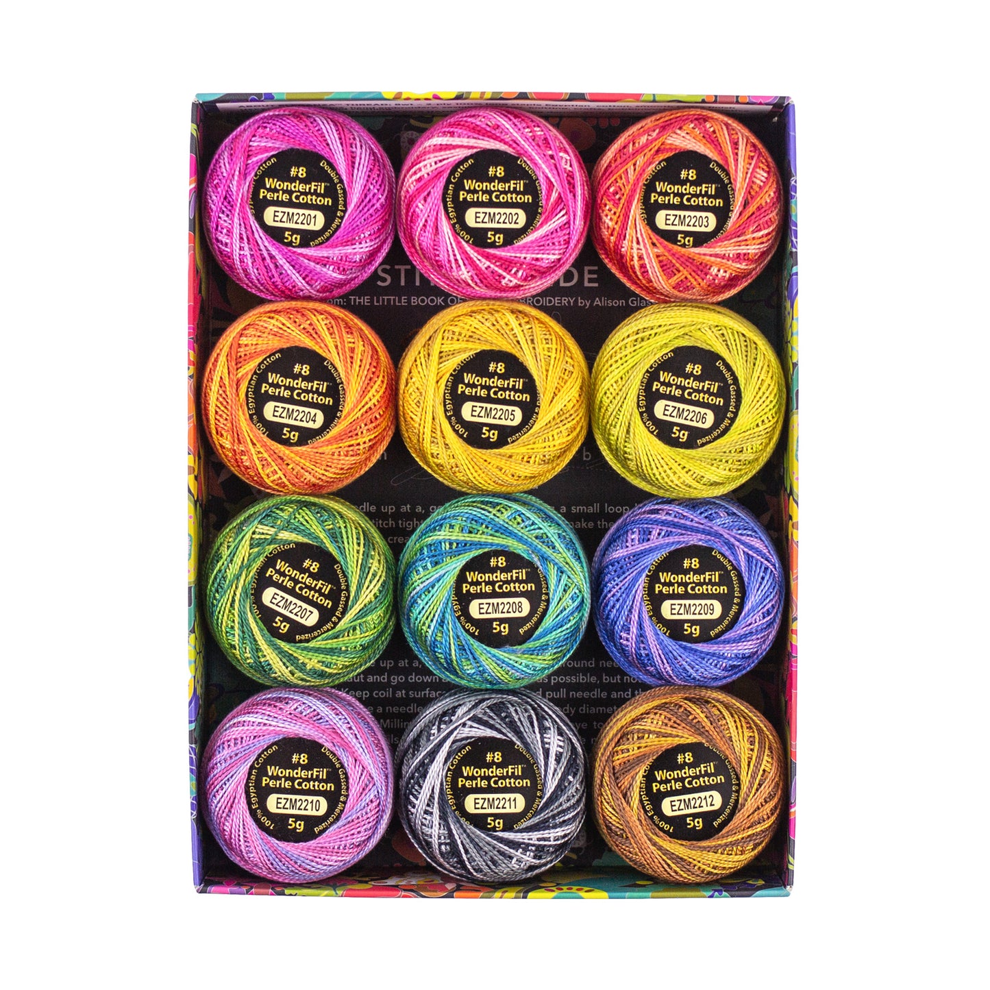 Wonderfil Eleganzia 8 wt Stickgarn Sashiko 12er Pack verschiedene Ausführungen