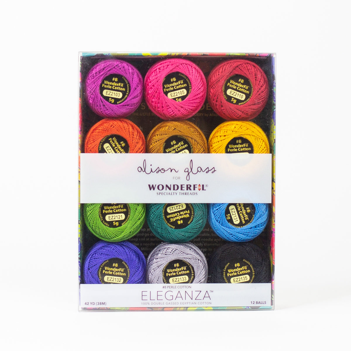 Wonderfil Eleganzia 8 wt Stickgarn Sashiko 12er Pack verschiedene Ausführungen